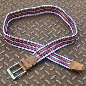 Fashion Belt Multi Color Canvas Braided Stretched Unisex Waistband Size 30-32 in